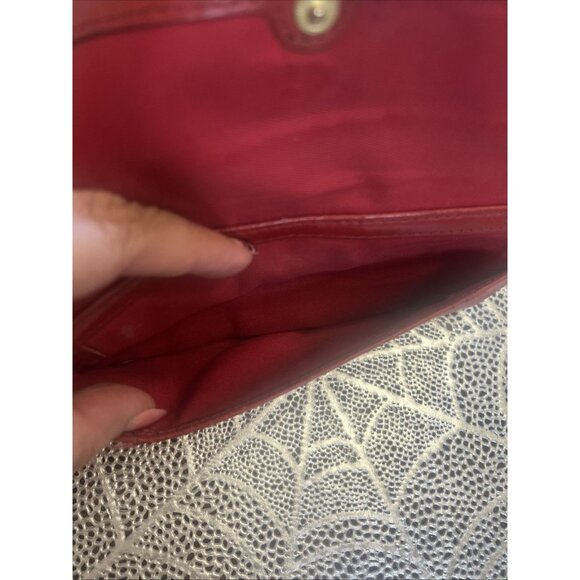 Fossil Vintage Crimson Red Wallet Genuine Leather Tri Fold Snap - Picture 15 of 15